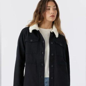 Hang Ten Women's Utility Fleece lined Jacket Plush Collar Black XXL New